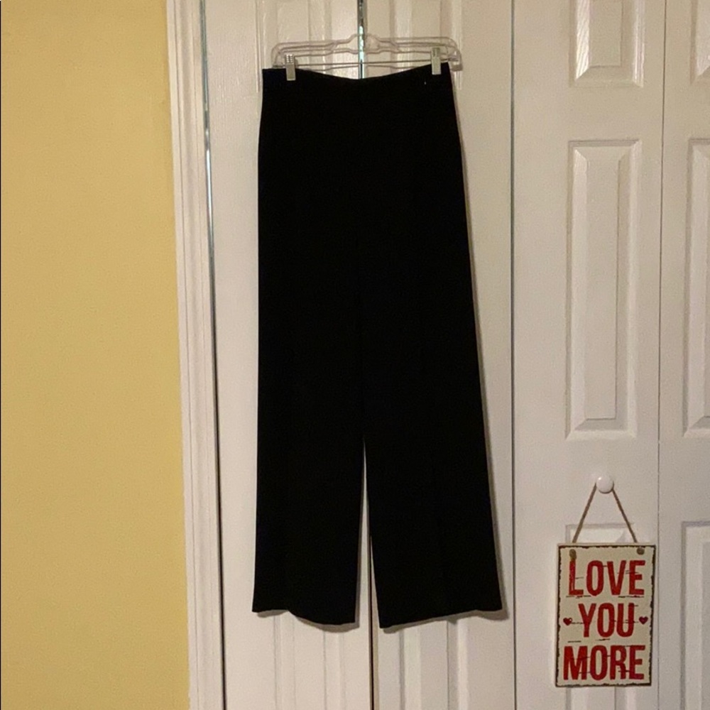 High Waisted Wide Leg Black Trouser Pants